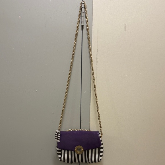 Henri Bendel Purple and Black Striped Women's Bag - Picture 2 of 15